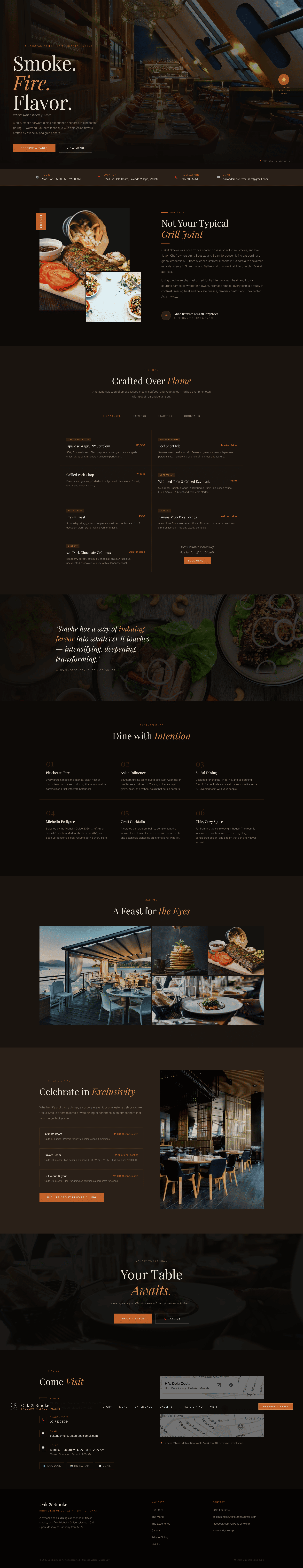 Oak & Smoke - Asian Bistro Restaurant Website